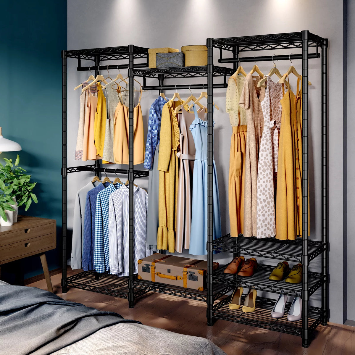 Portable Closet Wardrobe Heavy Duty Metal Clothing Rack H7419