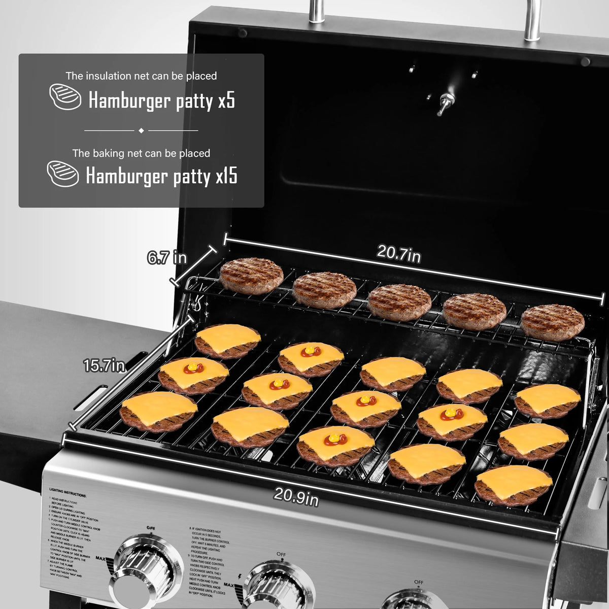 3 Burner Stainless Steel Propane Gas Grill P3705