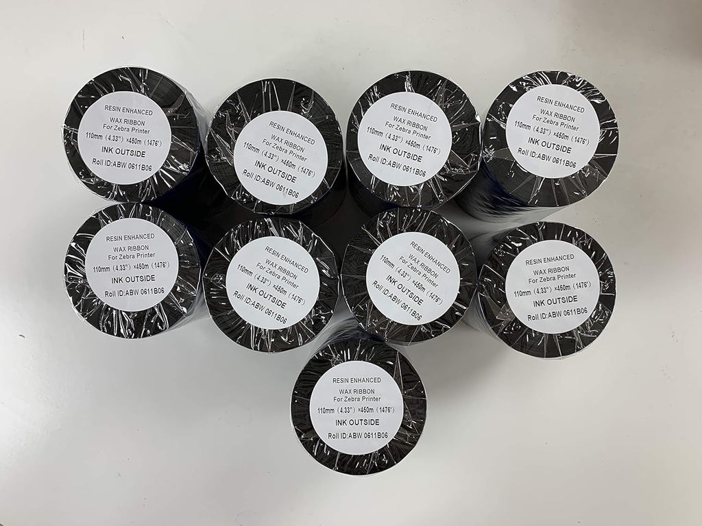 Black Standard Resin-Enhanced Wax Thermal Transfer Printer Ribbon 9-Rolls B690