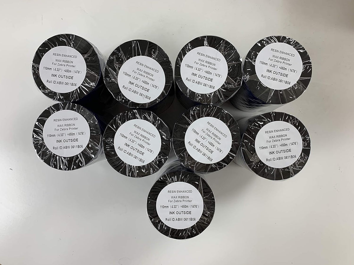 Black Standard Resin-Enhanced Wax Thermal Transfer Printer Ribbon 9-Rolls B690