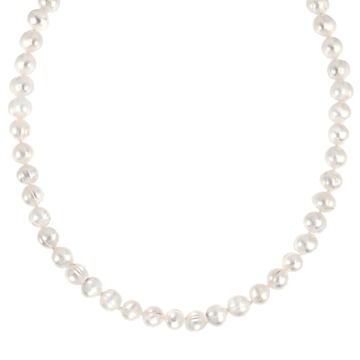 Natural Freshwater White Pearl Sterling Silver Necklace A927361