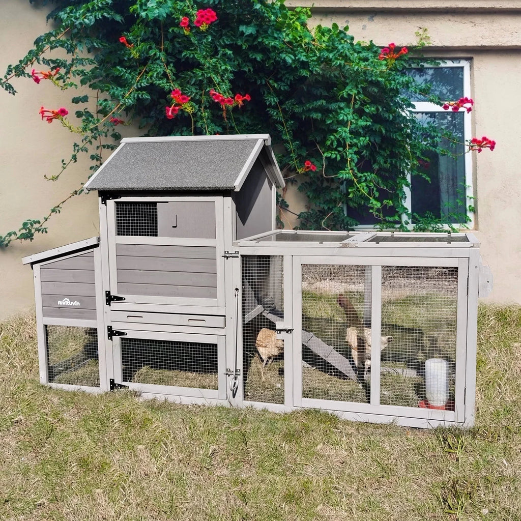 81" Wooden Chicken Coop with Wheels Z86116