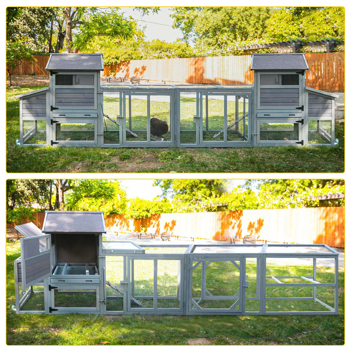 81" Wooden Chicken Coop with Wheels Z86116