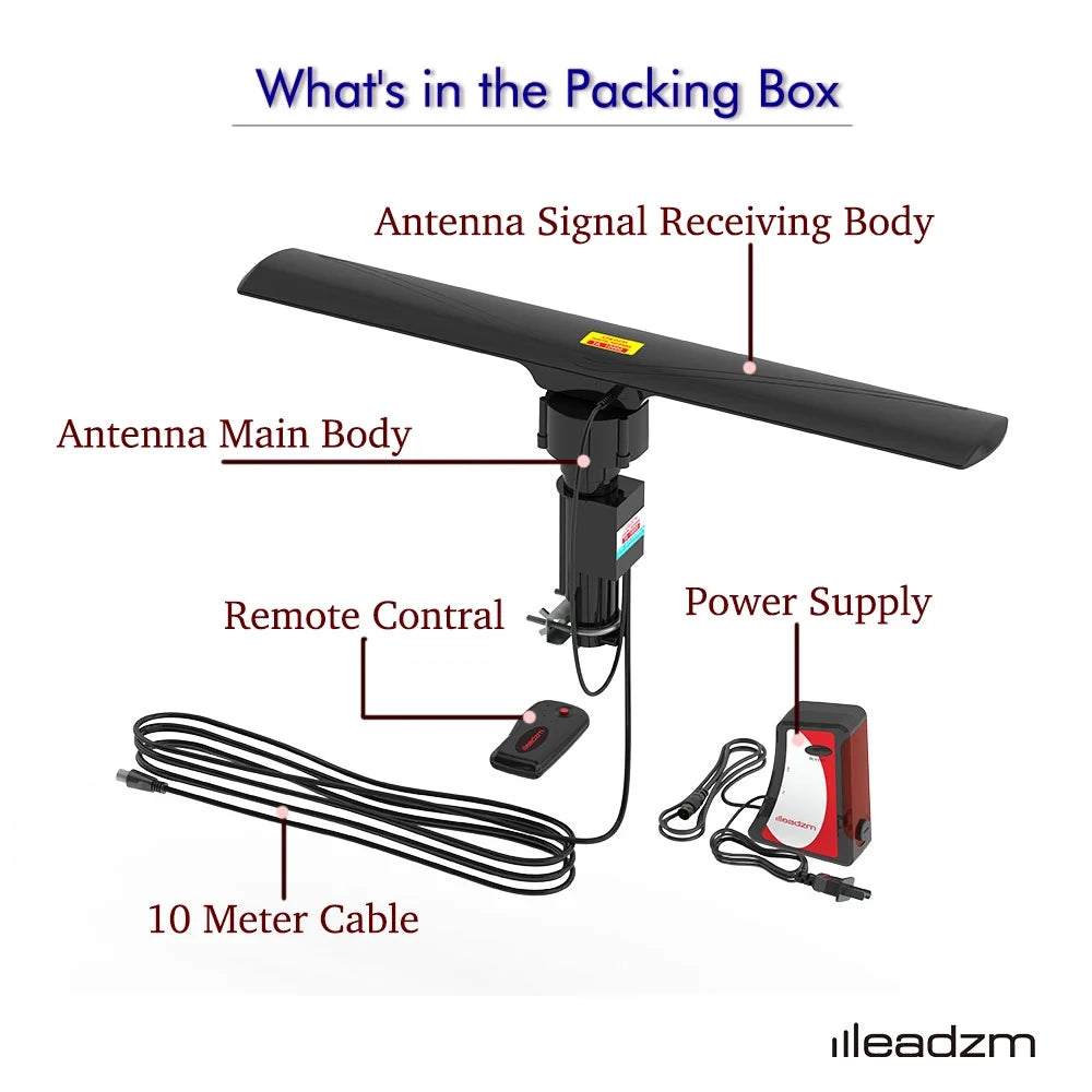 360° Rotation Dual-band Digital Antenna 40-860MHz 20±3dB Black Q76463