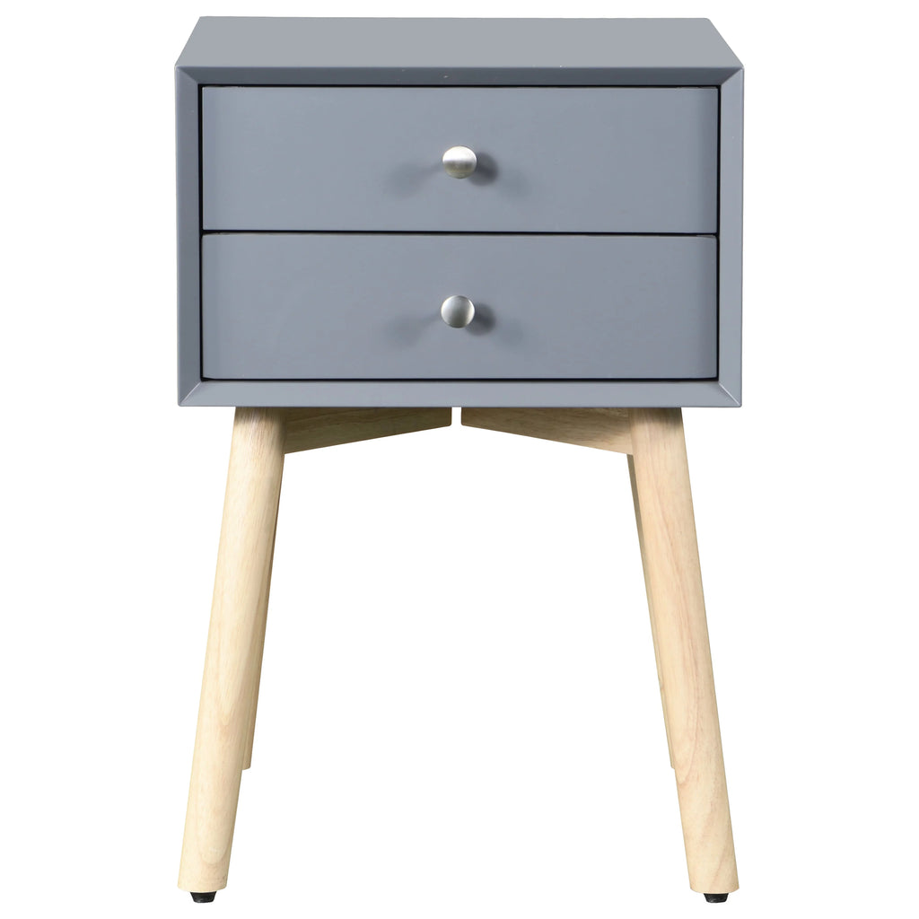 2 Drawer Rubber Wood Side Table V253