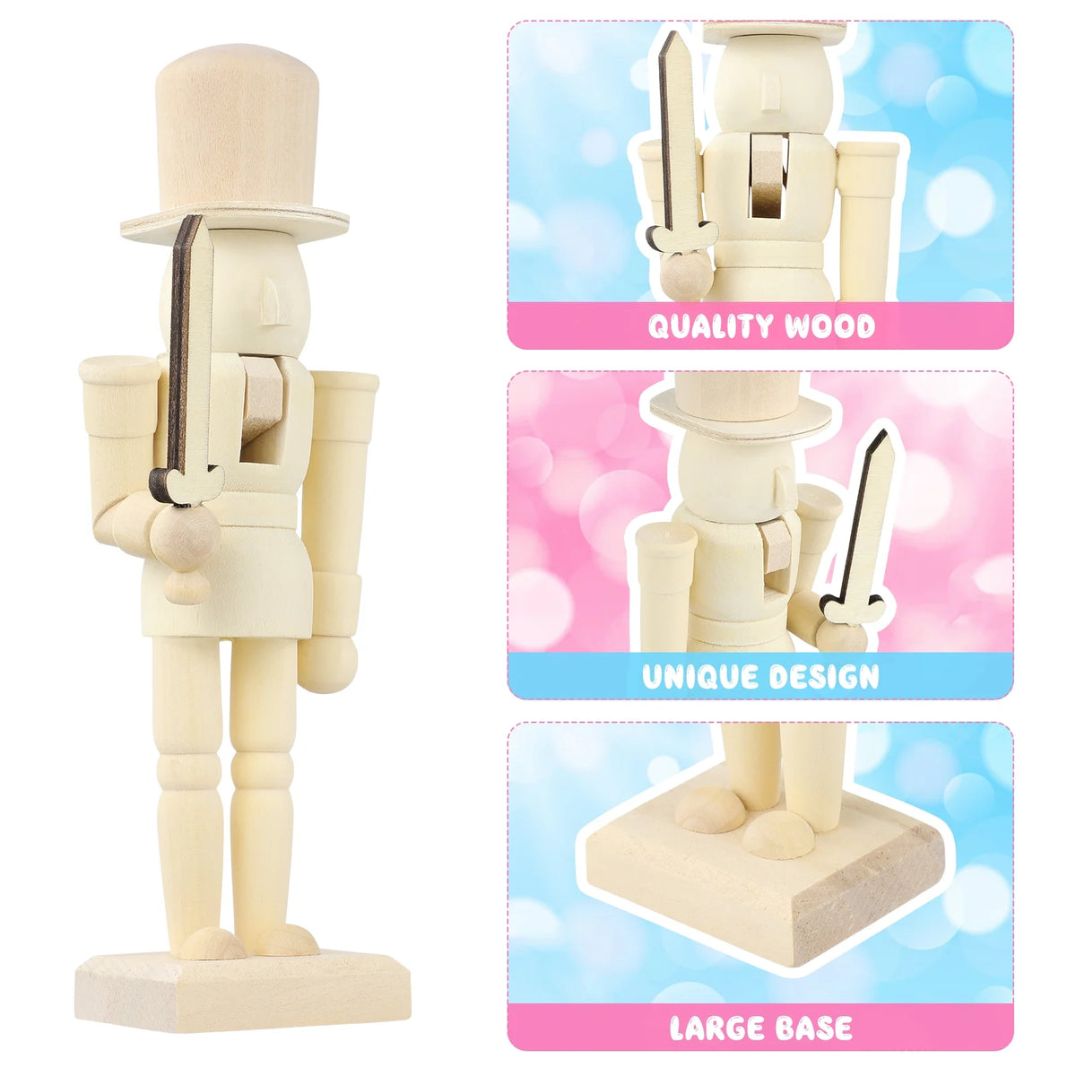 Unpainted Wooden Nutcracker Soldier Z190678