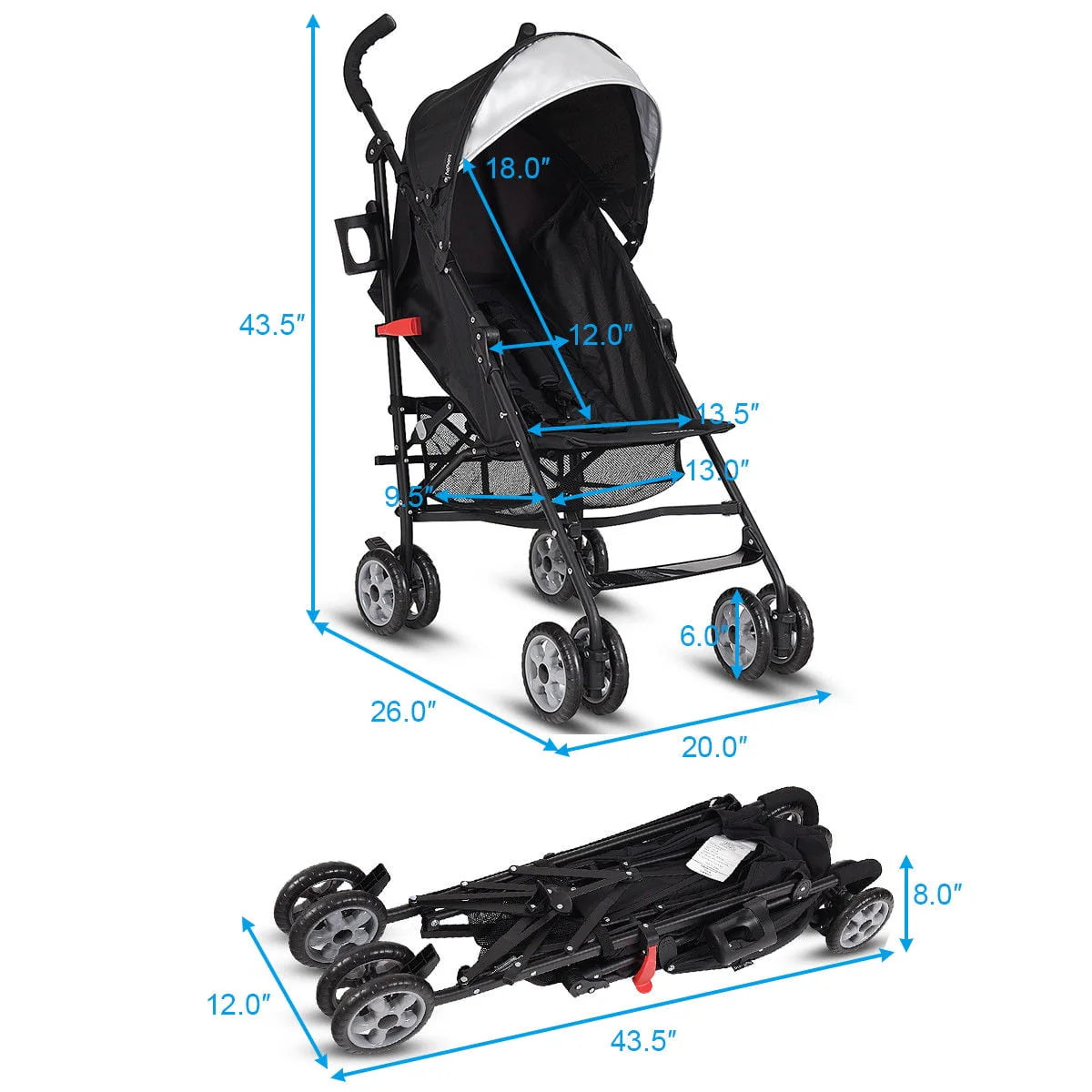Folding Umbrella Stroller With Storage Basket J5390