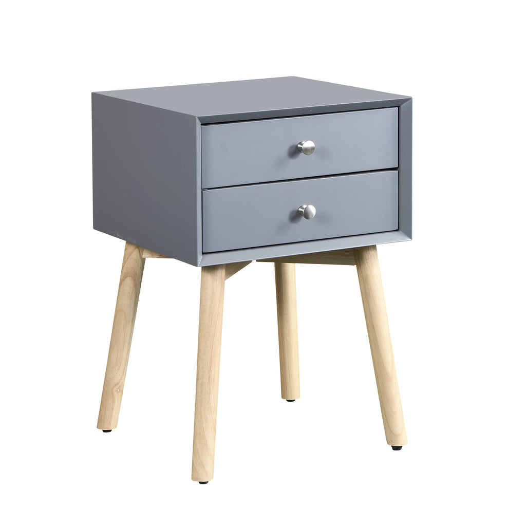 2 Drawer Rubber Wood Side Table V253