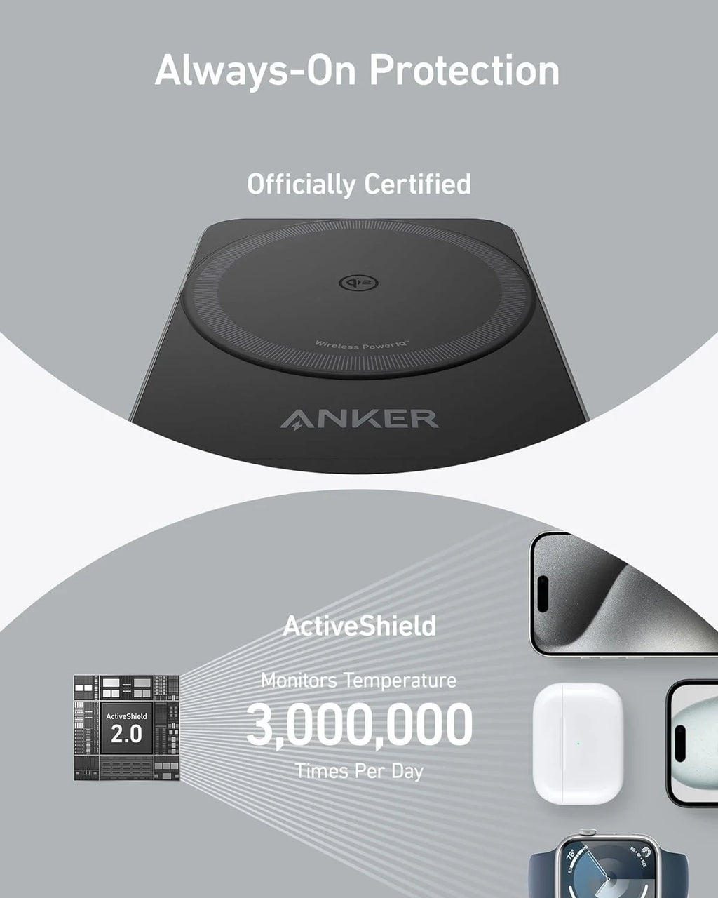 3-in-1 Wireless Charging Station with 40W USB-C Charger Z951534