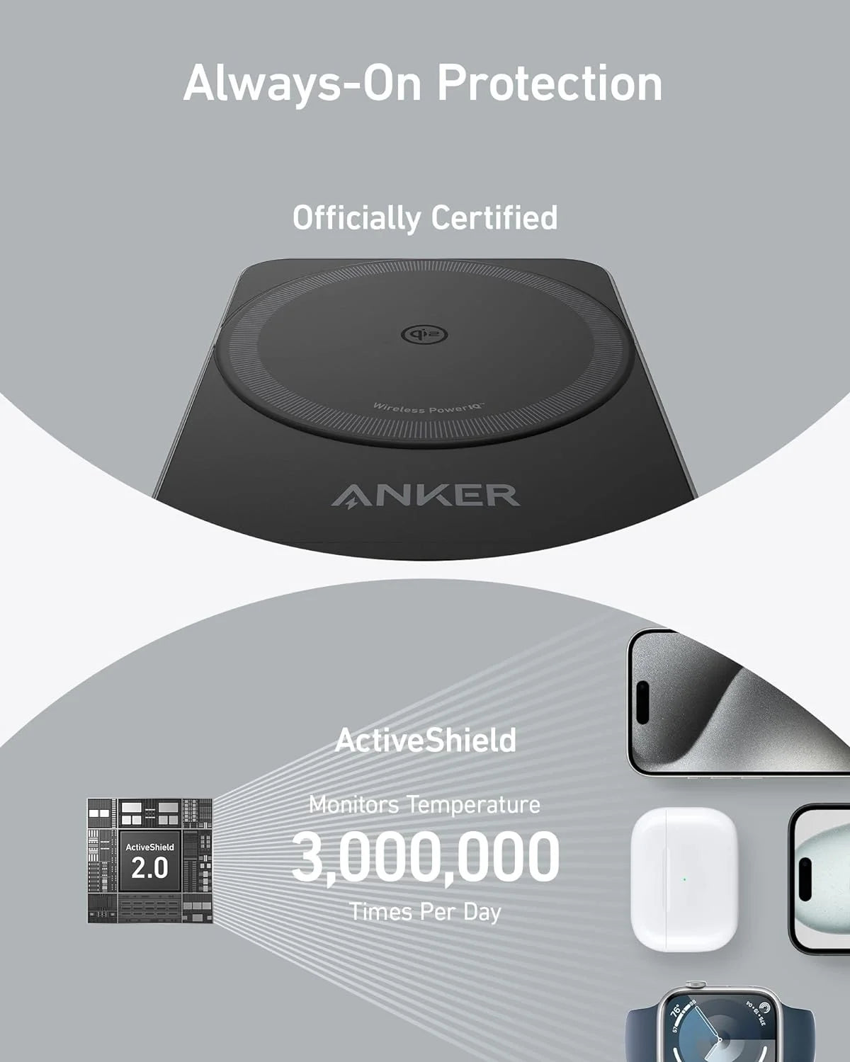 3-in-1 Wireless Charging Station with 40W USB-C Charger Z951534