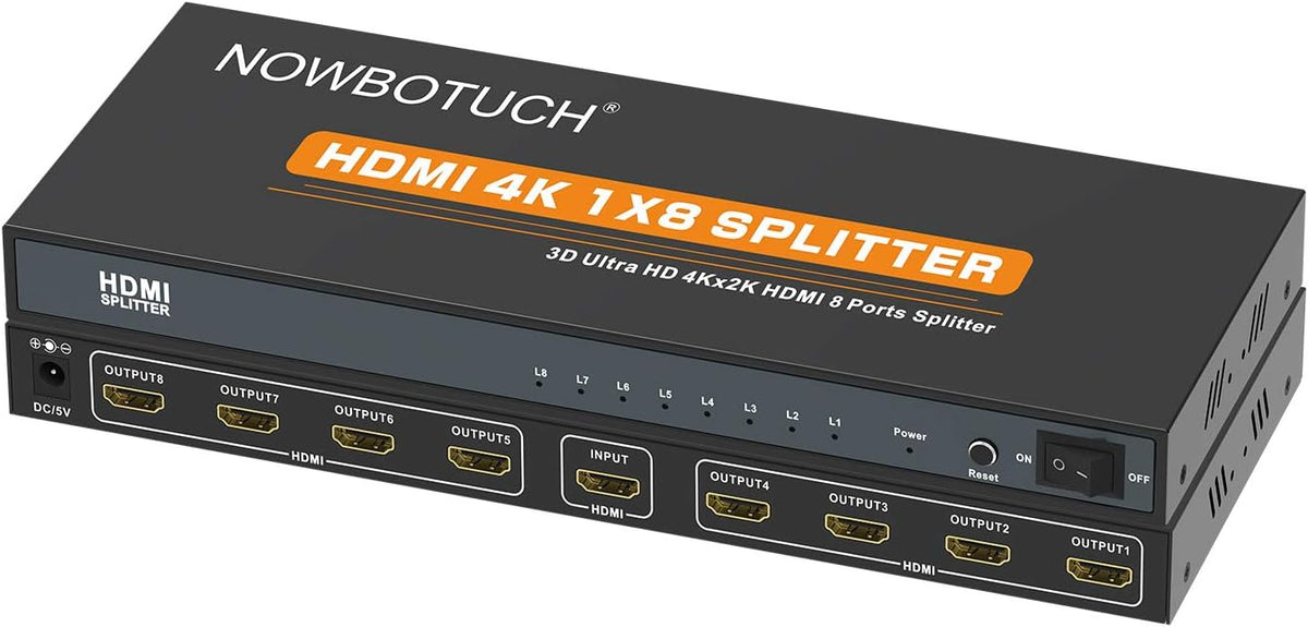 1x8 HDMI Splitter 8 Port 1 in 8 Out Powered Ver 1.4 Full HD 1080P 3D Support J93821