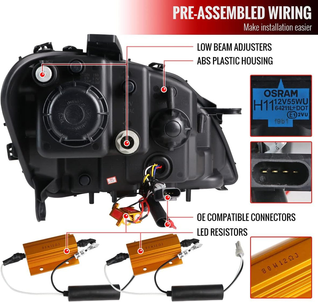 Smoke LED Projector Headlights F318