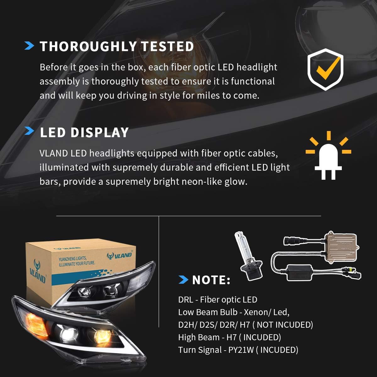 LED Projector Headlights with H7 Halogen High Beam P184983