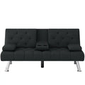 Black Convertible Upholstered Sofa Bed with Cupholders I25048