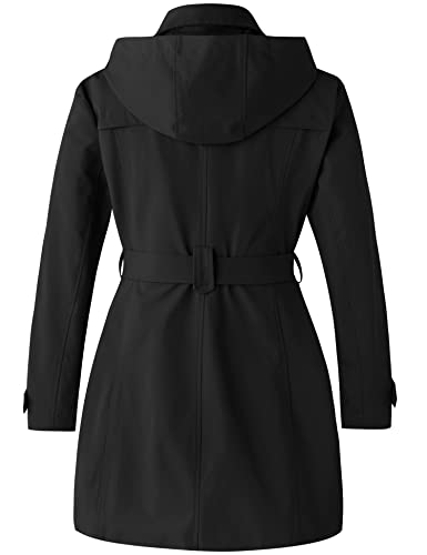 Women's Plus Size Double-Breasted Waterproof Trench Coat with Detachable Hood Q2418