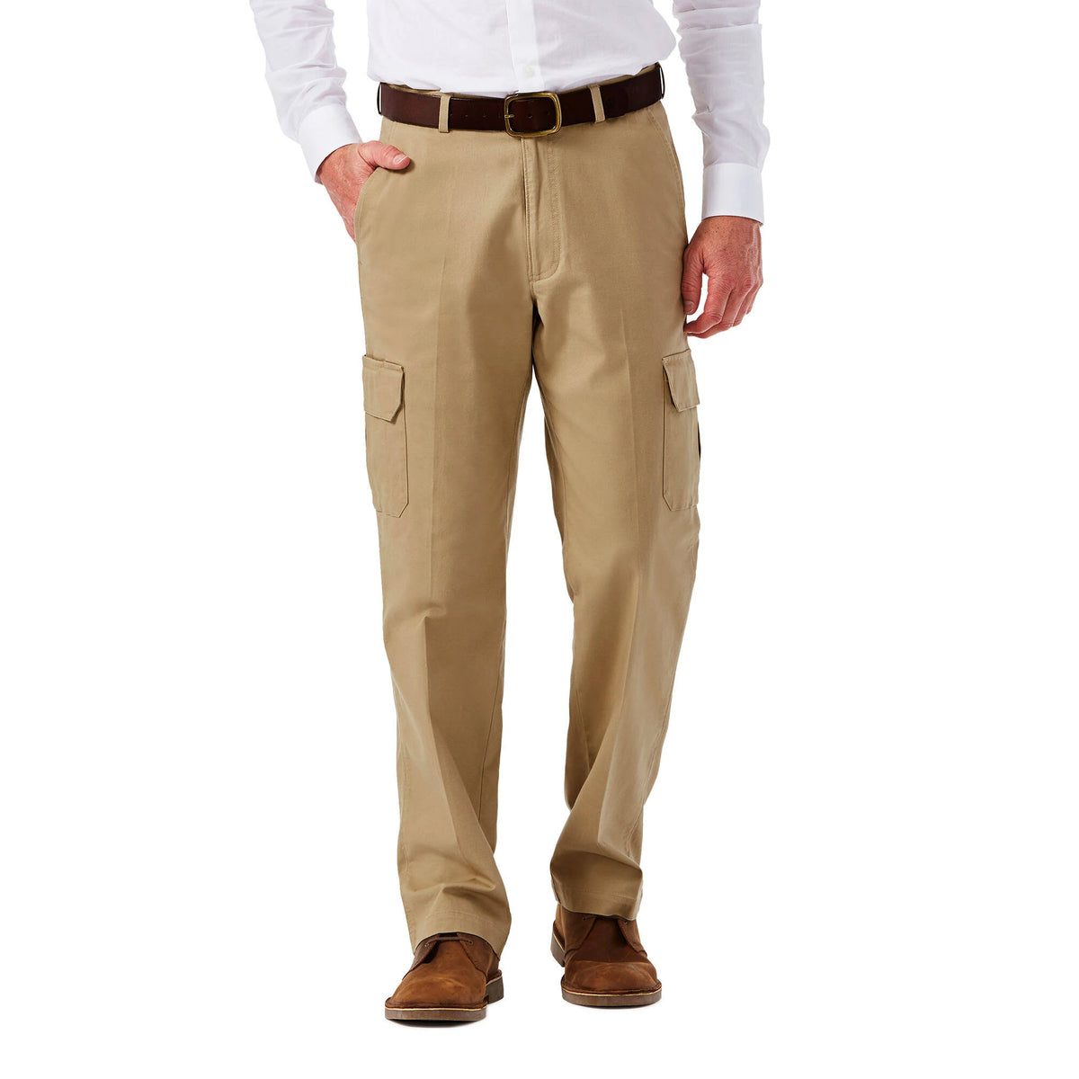 Khaki Classic-Fit Stretch Cargo Pant E8038