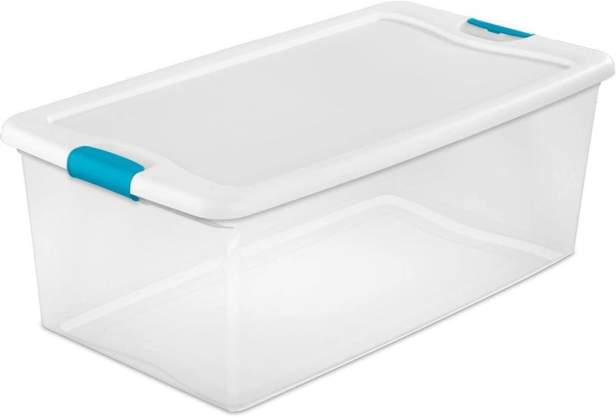 6-Quart Clear and Blue Stackable Latching Storage Box Container (12-Pack) Pack of 2 G26967