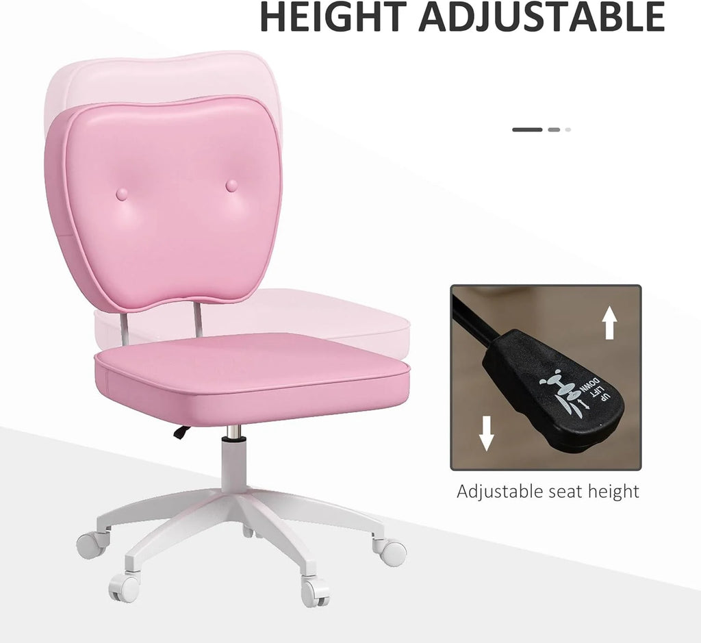 Armless PU Leather Office Chair with Adjustable Height D735