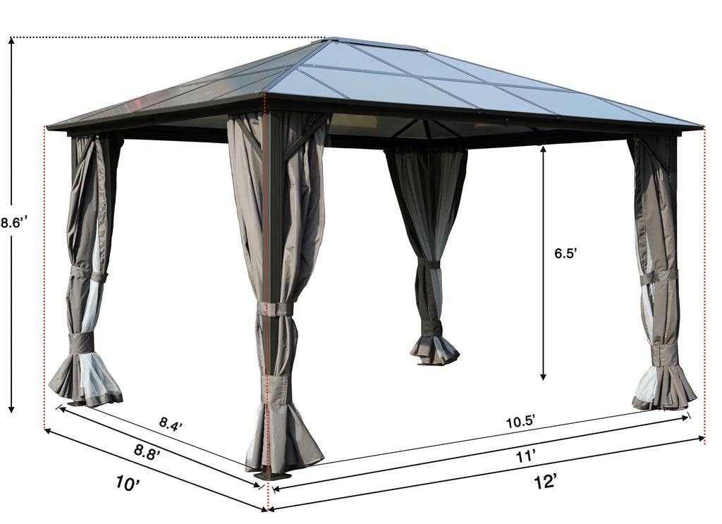 Gray Polycarbonate Aluminum Gazebo M5809