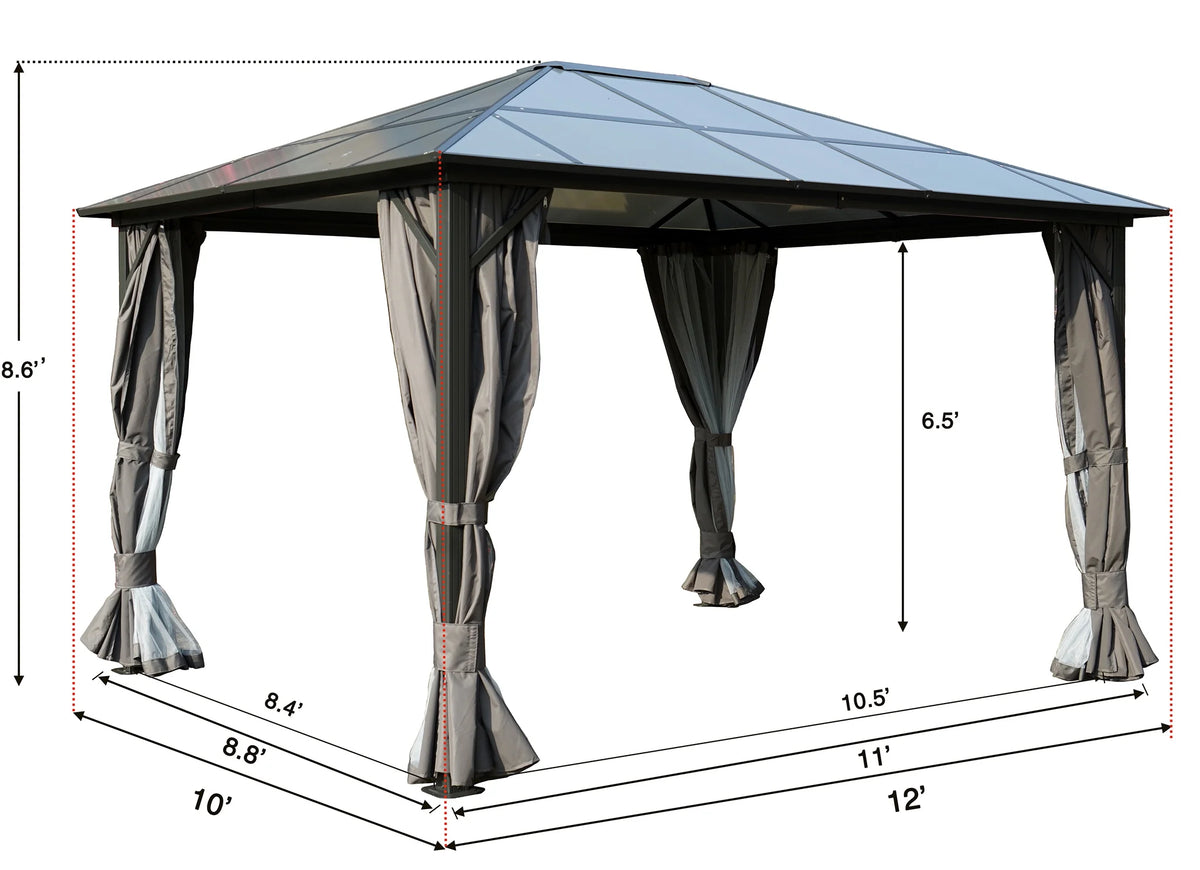 Gray Polycarbonate Aluminum Gazebo M5809