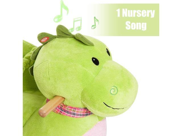 2-in-1 Plush Dinosaur Kids Ride on Cart Rocking Horse Toy D5129