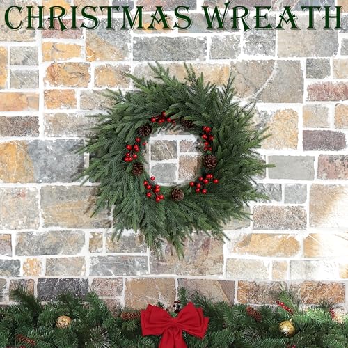 24" Artificial Christmas Wreath with LED Lights A348392