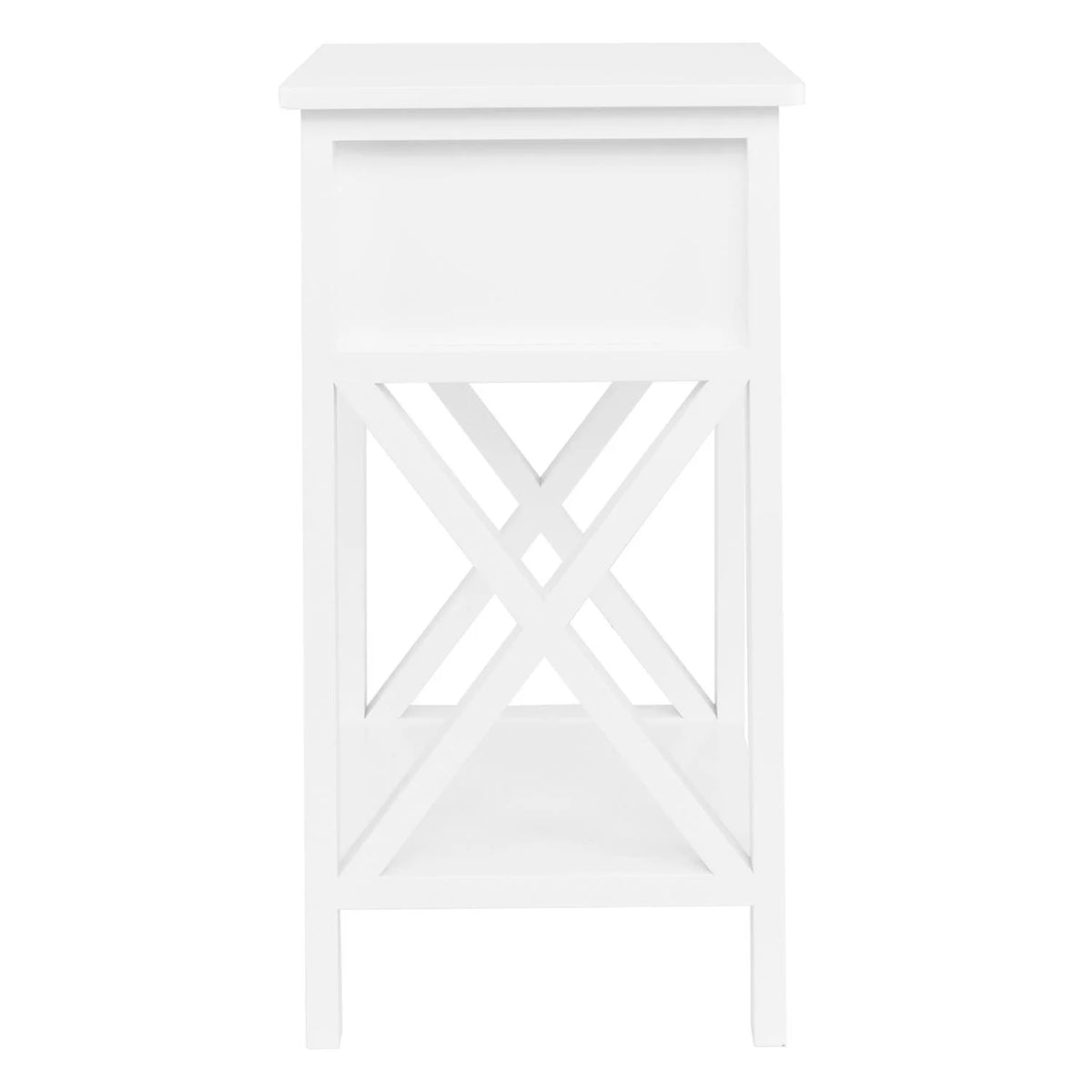 White Nightstand with Drawer and Shelf D87861