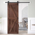36x84 inch Sliding Barn Wood Door Slab with Hardware Kit and Handle, Coffee F919