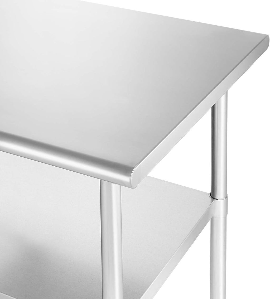 Stainless Steel Commercial Kitchen Prep & Work Table with 4 Casters Q65380