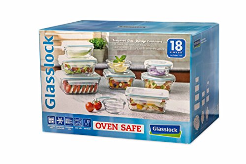 18pc Tempered Glass Storage Container Set Airtight BPA Free P86625
