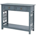 Blue Console Table with 2 Drawers and Bottom Shelf V9228