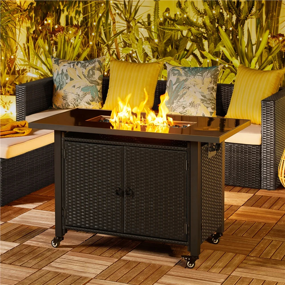 Black Propane Fire Pit Table X6316
