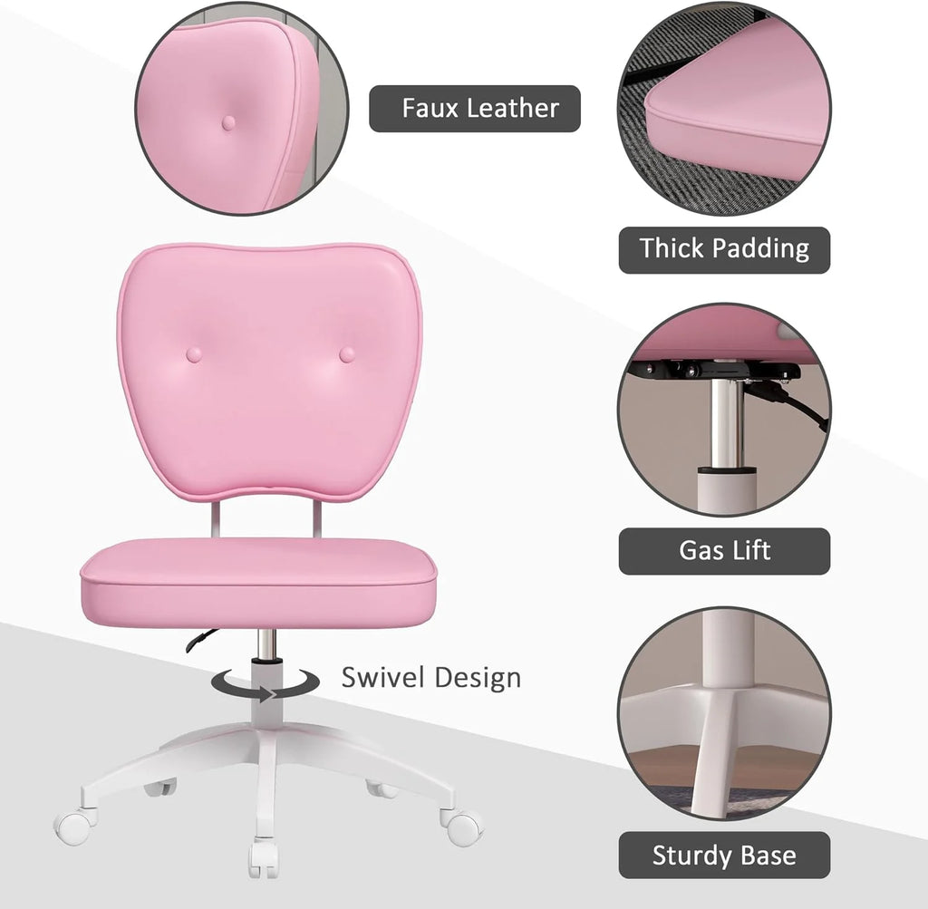 Armless PU Leather Office Chair with Adjustable Height D735