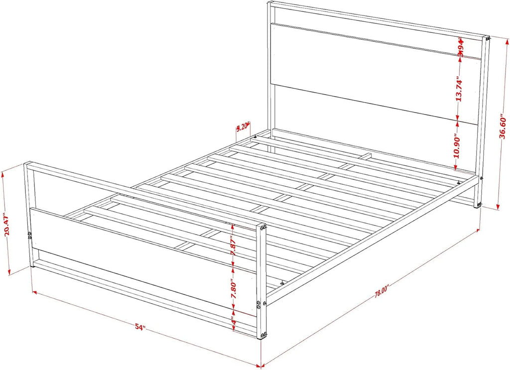 Platform Bed Frame with 4 Metal Legs U192