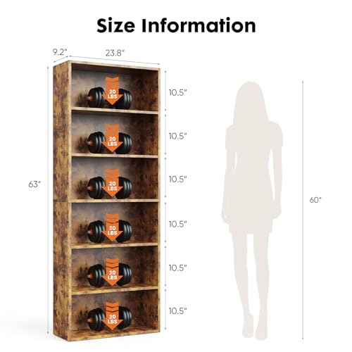 6 Shelf 63 Inch Tall Black Bookcase X99319