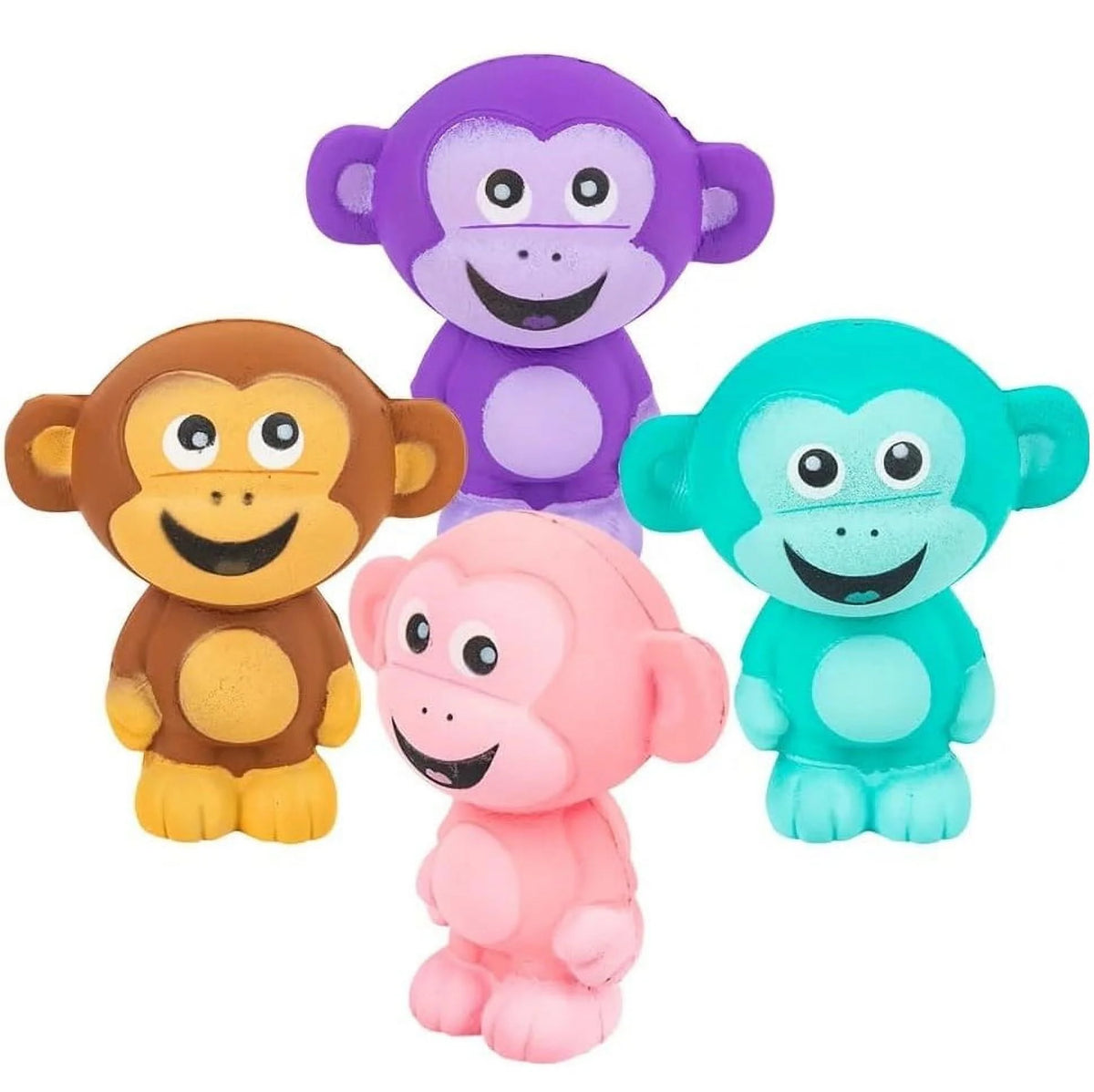 4 Pack Squish Monkey Stress Toy W305495