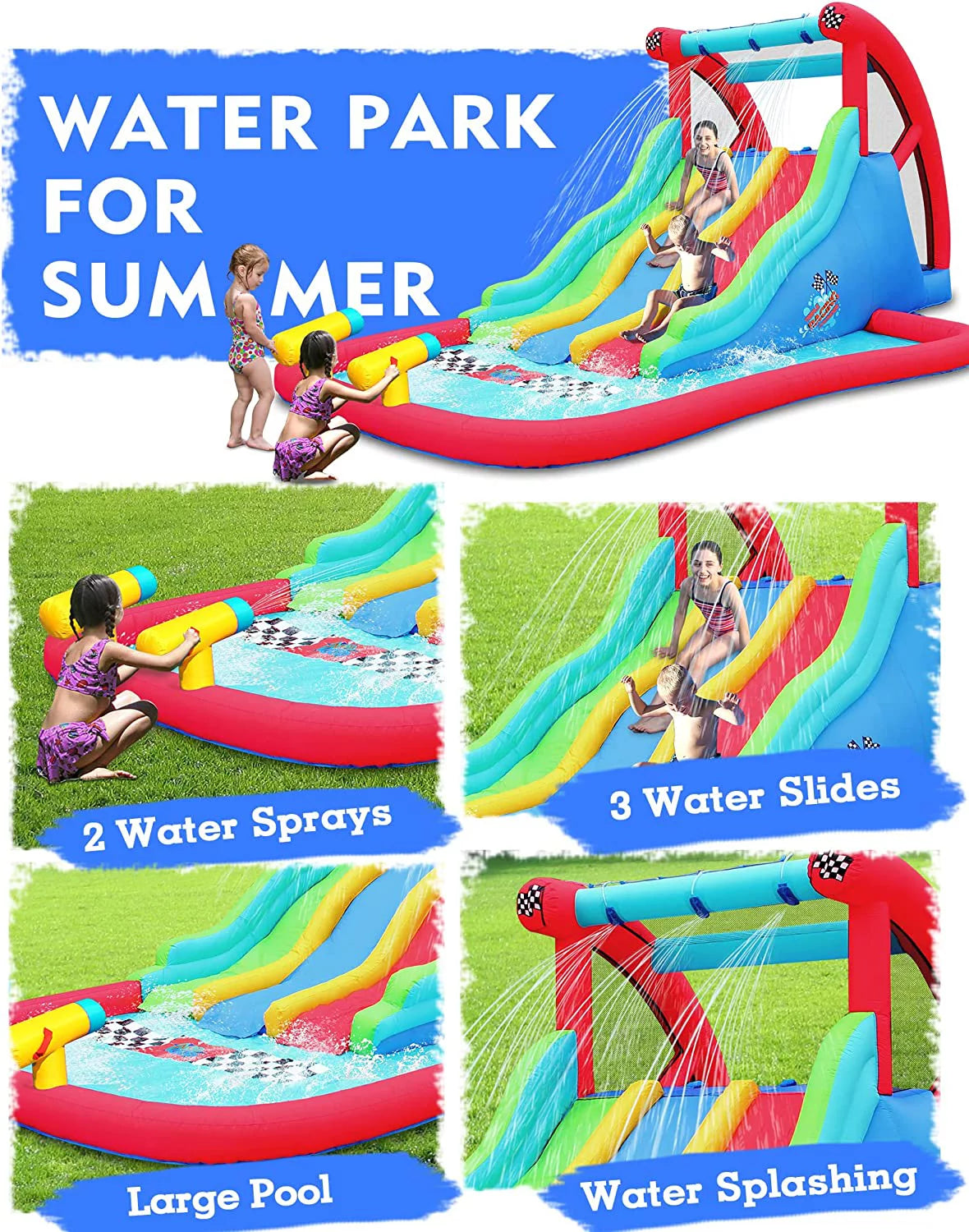 Inflatable Water Slide with Climbing Wall and Pool C998