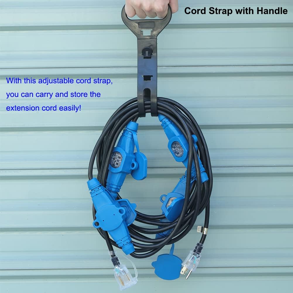 25 Feet Multi Outlet Extension Cord, 5 Outlets, 12 Gauge, Pack of 2 T540