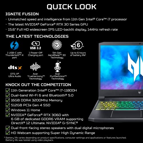 Gaming Laptop Intel i7-11800H NVIDIA GeForce RTX 3060 15.6" FHD 144Hz IPS Display 16GB DDR4 512GB SSD I856739