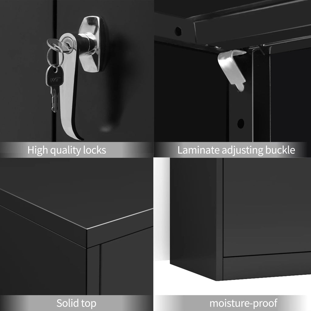 Black 72"H Lockable Steel Storage Cabinet with 4 Adjustable Shelves T208