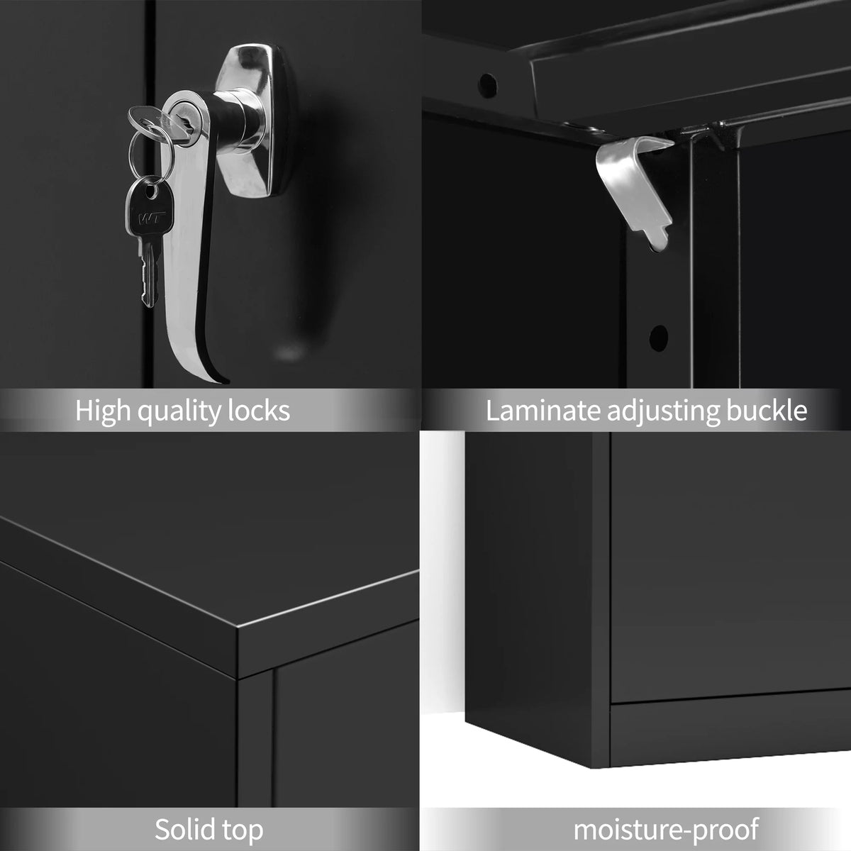 Black 72"H Lockable Steel Storage Cabinet with 4 Adjustable Shelves T208