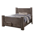 Oak Gray California King Wood Bed with 2 Drawers I5928