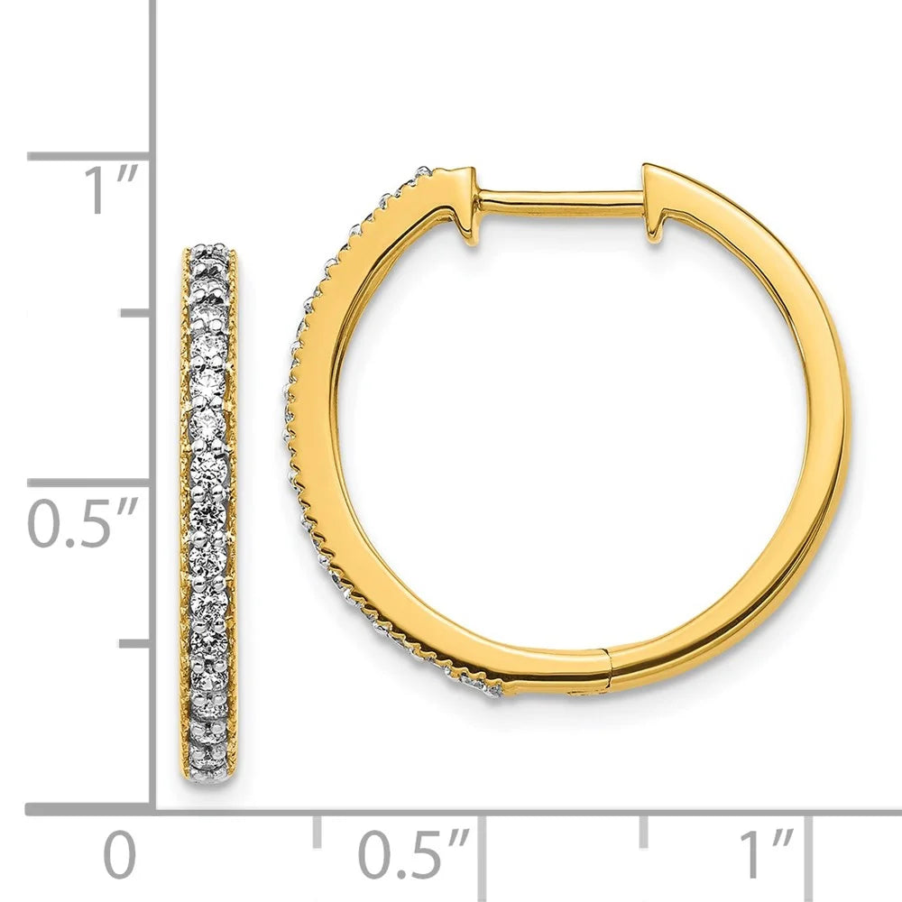 14kt Yellow Gold Diamond Hinged Hoop Earrings W214160