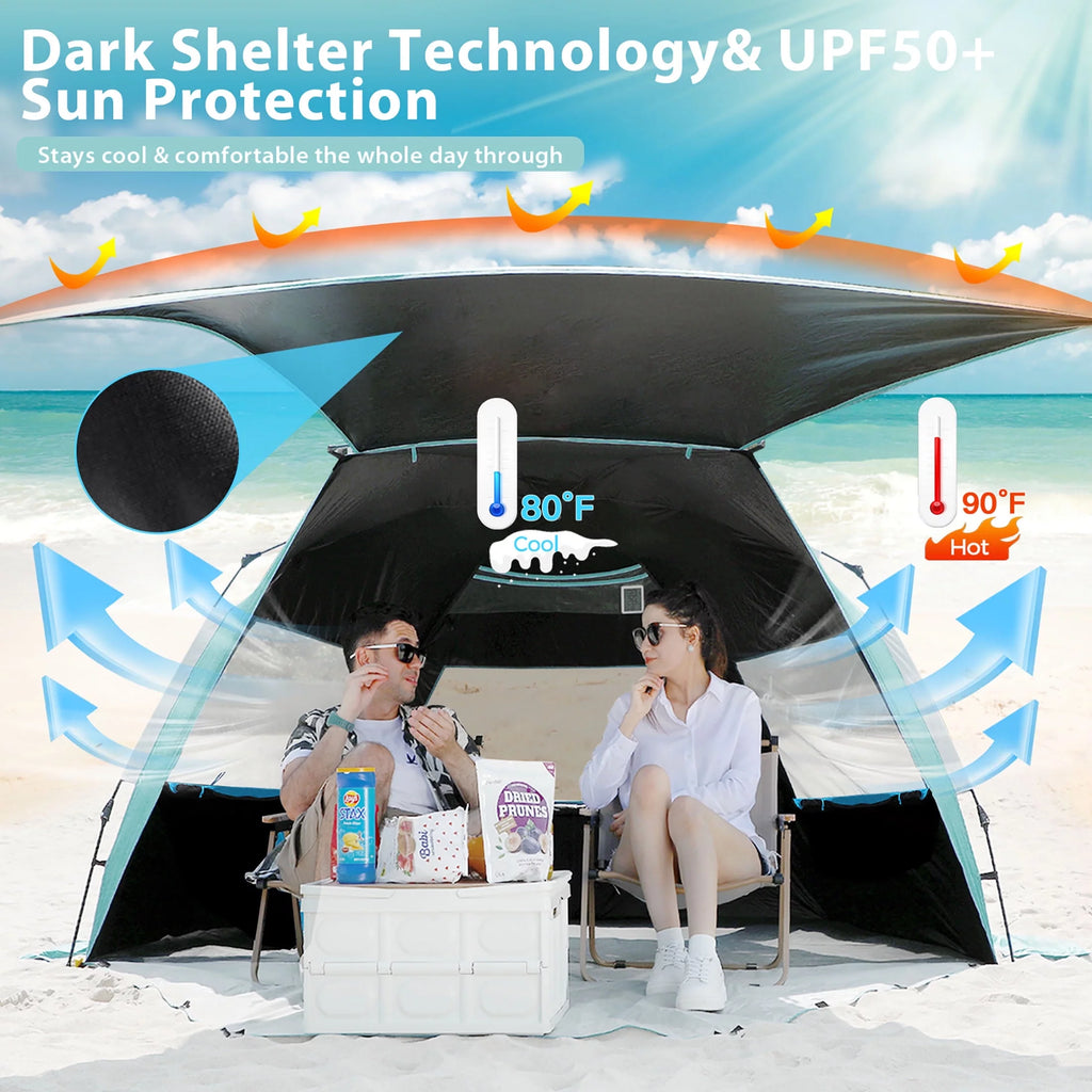 XL Pop-up Canopy Beach Tent for 4-6 Person, UPF 50+ Mint Green F379655