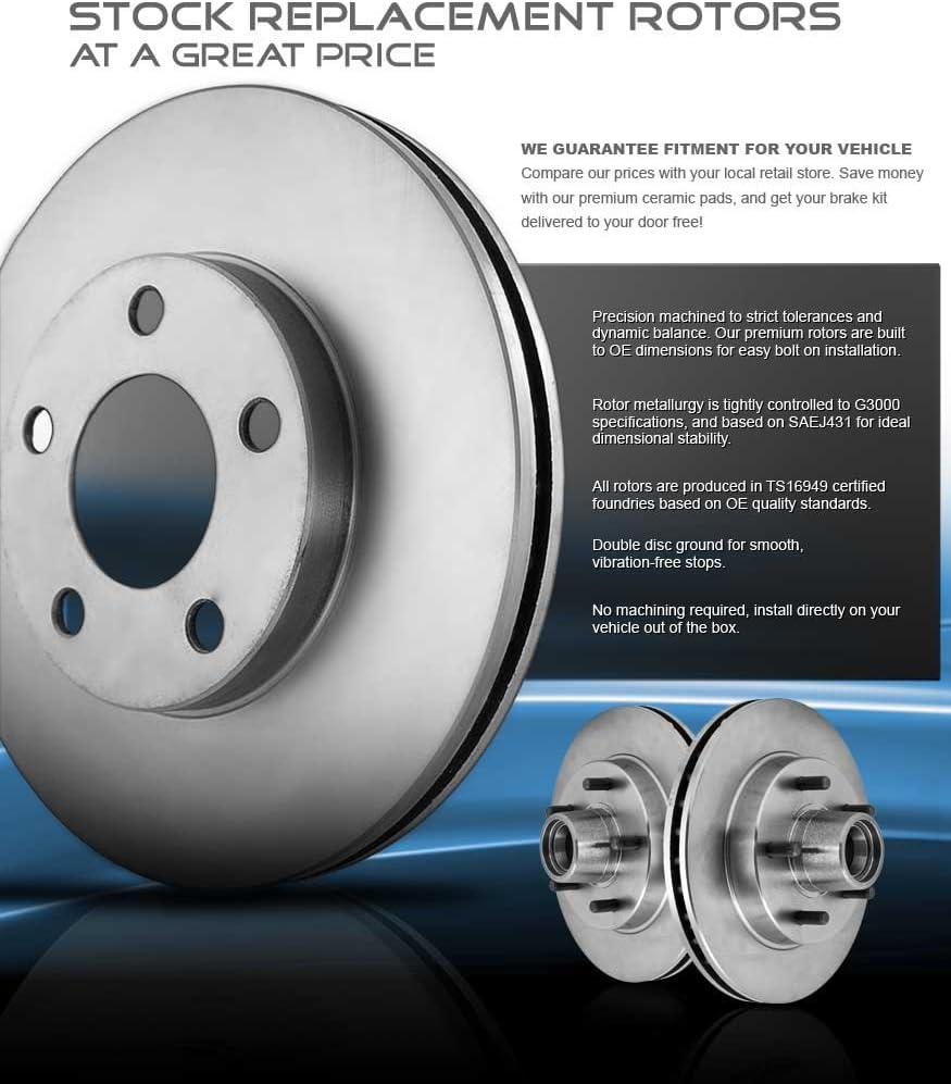 Premium 5 Lug Brake Rotors + Pads + Clips B910096