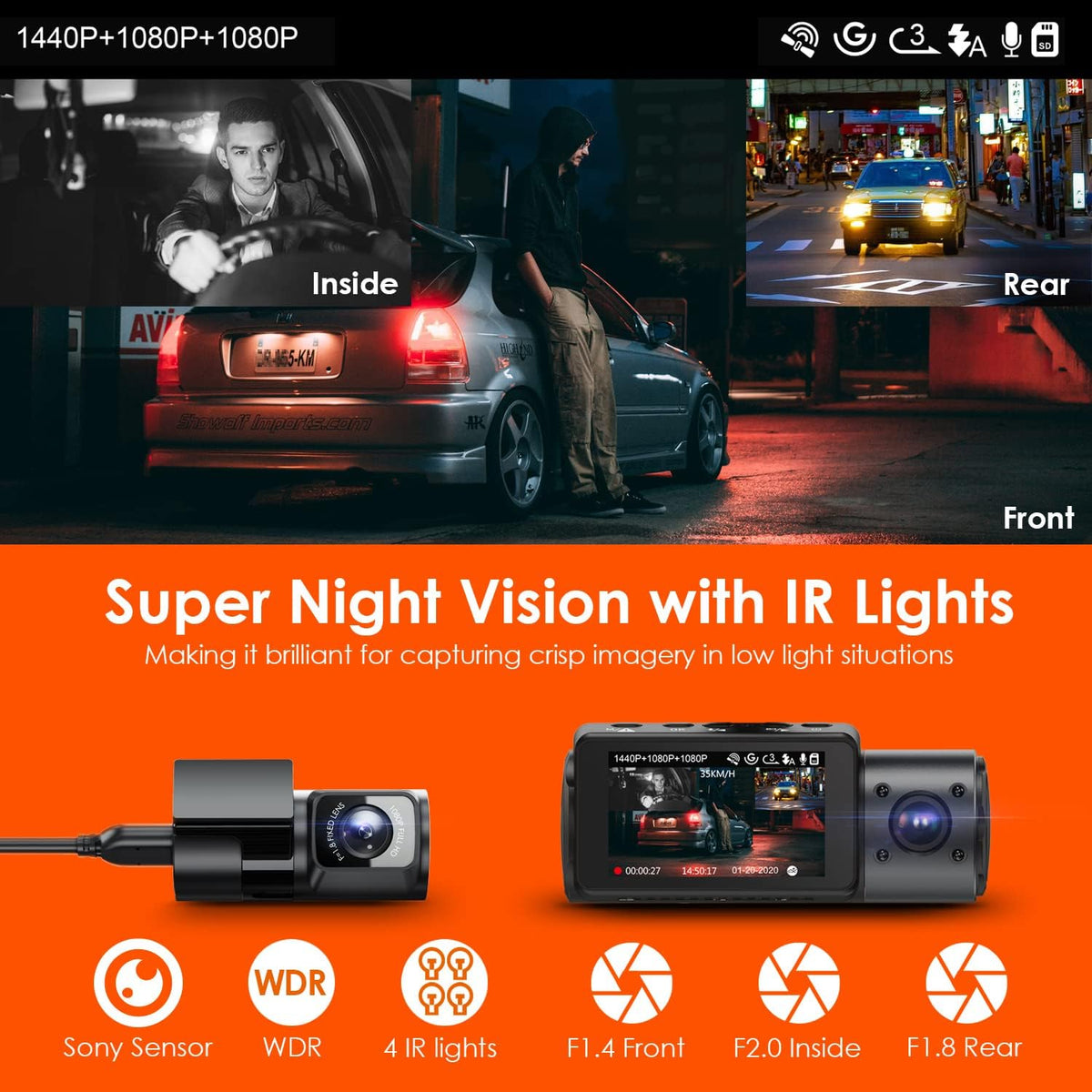 3 Channel 4K Dash Cam P4617