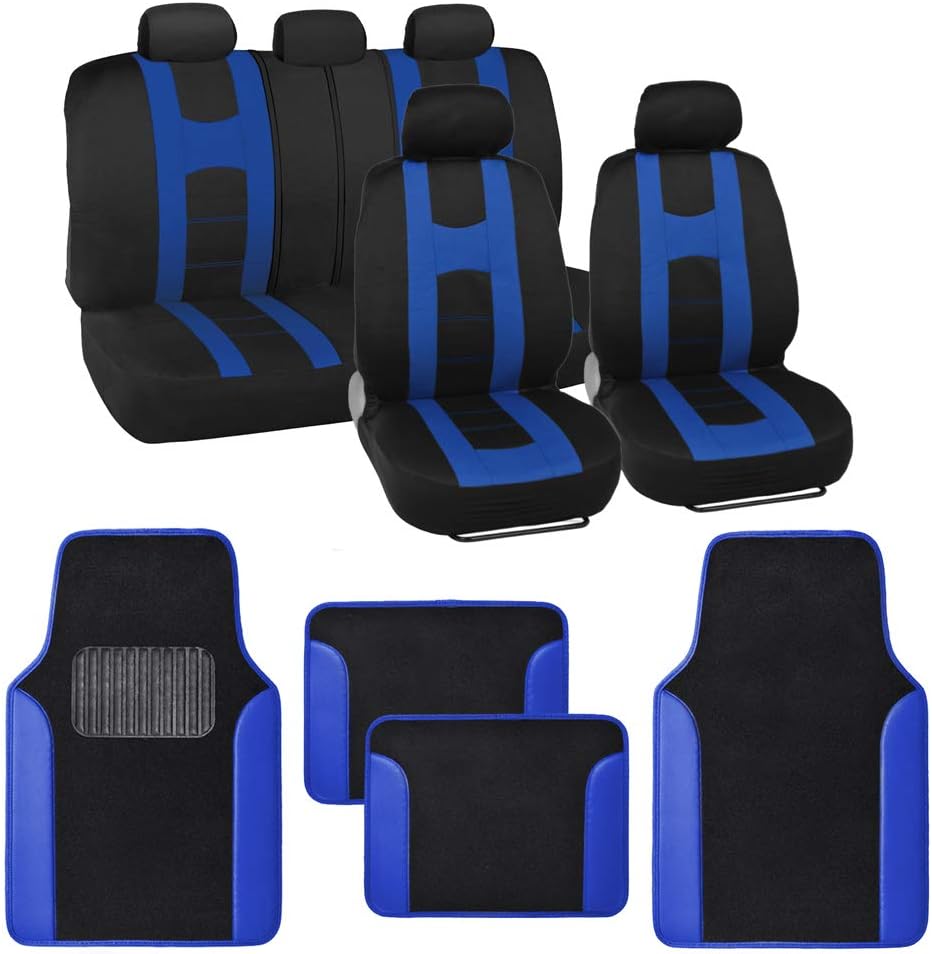 Light Gray Full Set Seat Covers with Car Floor Mats K2337