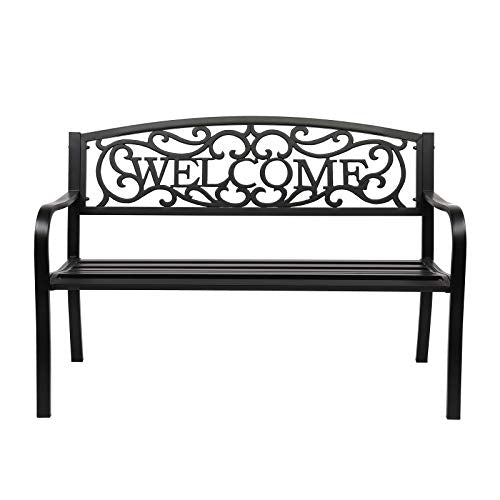 Black Metal Outdoor Bench L309