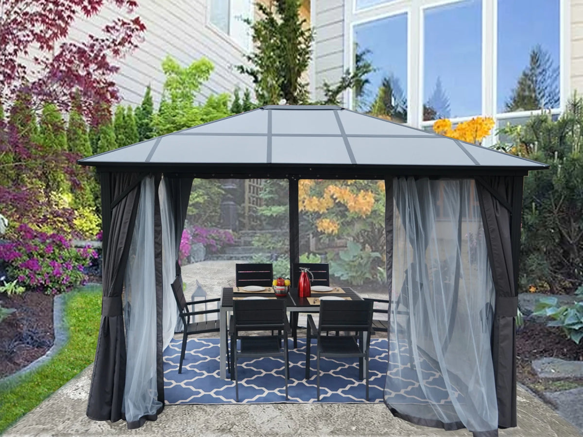 Gray Polycarbonate Aluminum Gazebo M5809