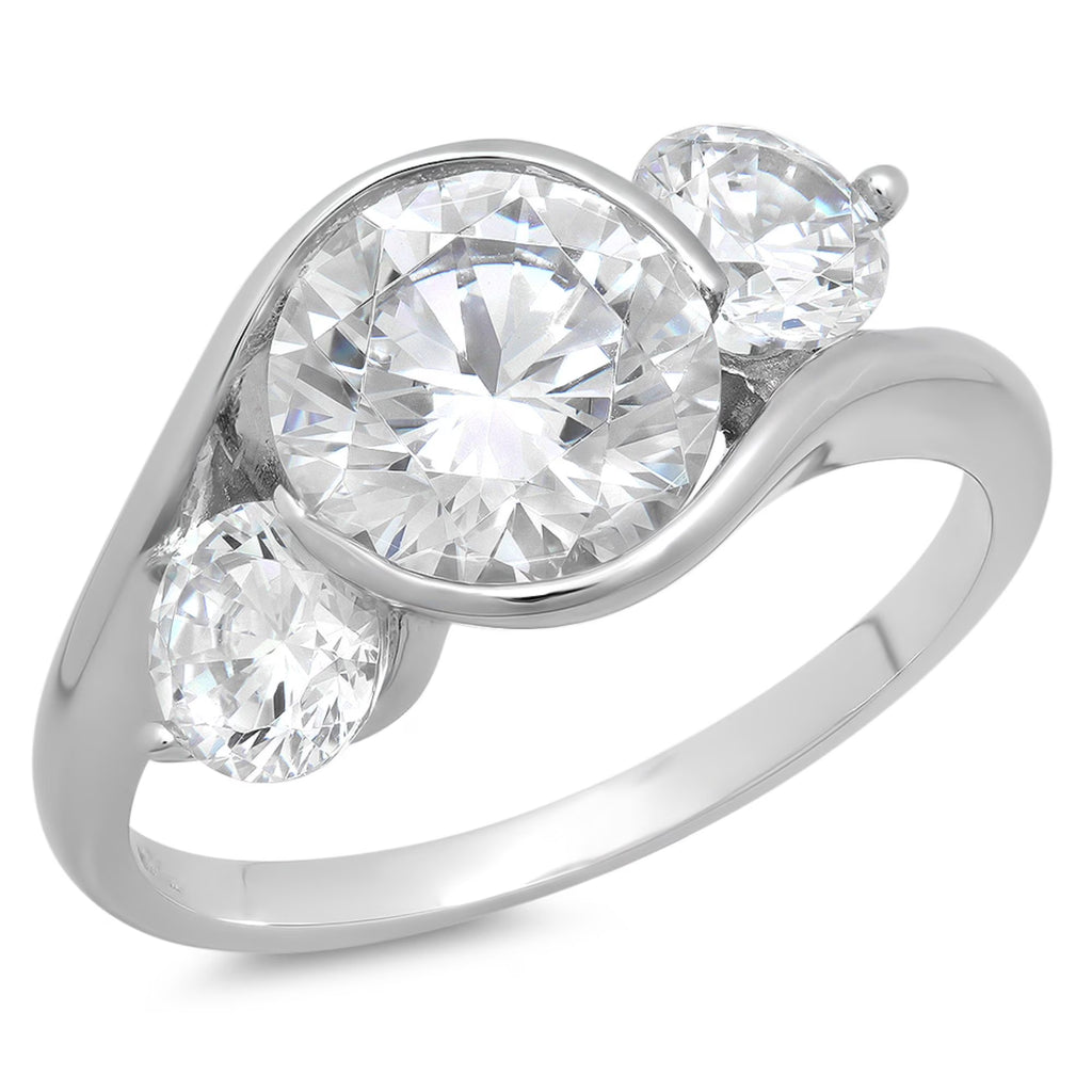 18K White Gold Three-Stone Diamond Engagement Ring X8824